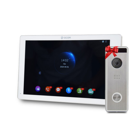 Відеодомофон 10" BCOM BD-1070FHD/DVR-T White з підтримкою Tuya Smart + Відеопанель Tantos Triniti FHD Відеодомофон 10" BCOM BD-1070FHD/DVR-T White з підтримкою Tuya Smart + Відеопанель Tantos Triniti FHD