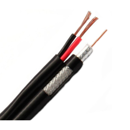 Абонентский коаксиальный кабель FinMark F5967BVcu 2x0.75 POWER с токоведущими проводниками (черный, 305 м)